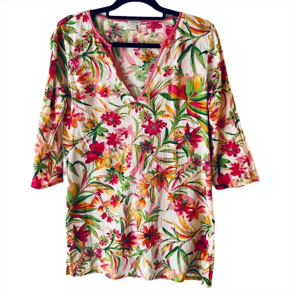 J.Crew Factory Tissue Tunic Swim Coverup Floral Sm - Picture 1 of 11